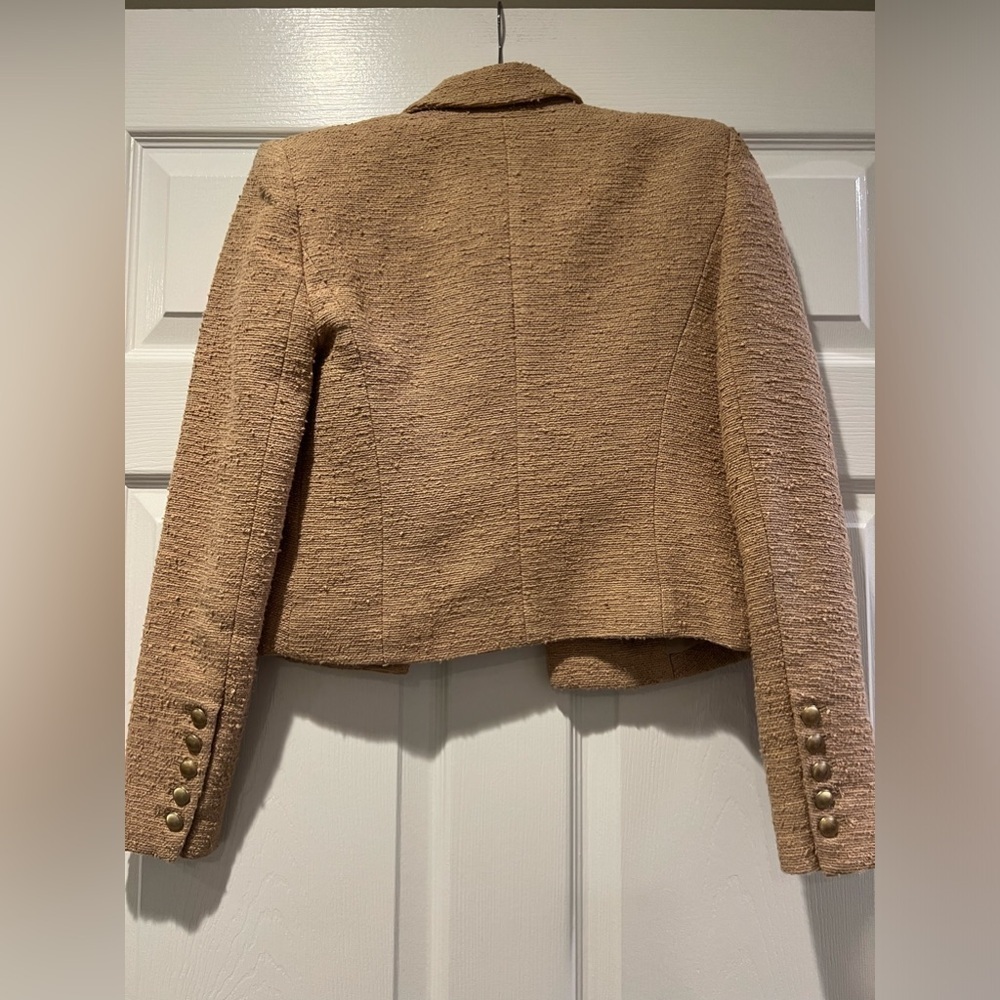L'AGENCE Inez Tan Cropped Tailored Blazer Jacket Size 0 - Picture 9 of 15